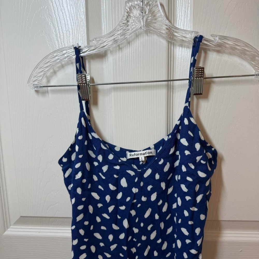 Reformation Crimini Blue Midi Dress With Slit Size 0 - Picture 5 of 8